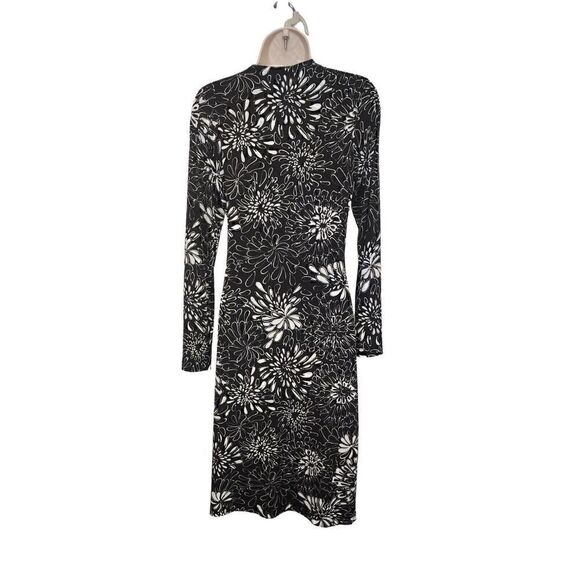 Chicos Floral Wrap Midi Dress Size 0/ US Small Black & White - Picture 3 of 7